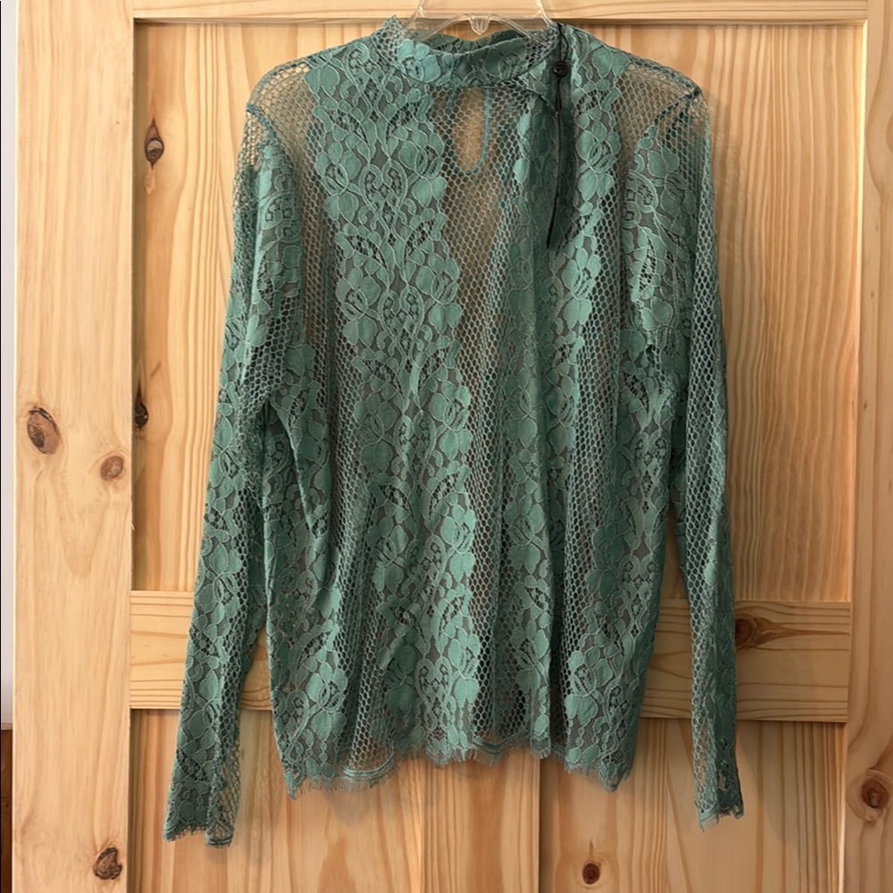 Elegant Green Lace Top